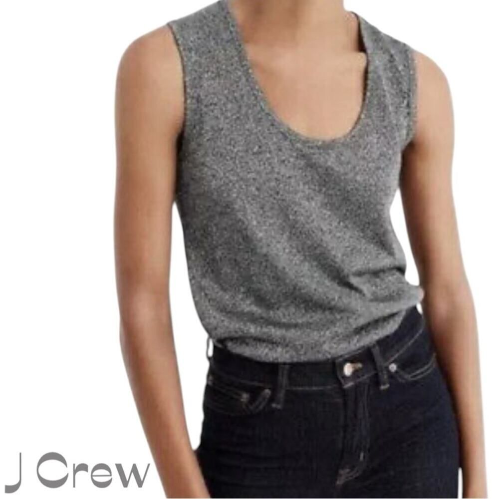 J. Crew Metallic Silver Sleeveless Tank Top NWT Size S Whimsical Rave